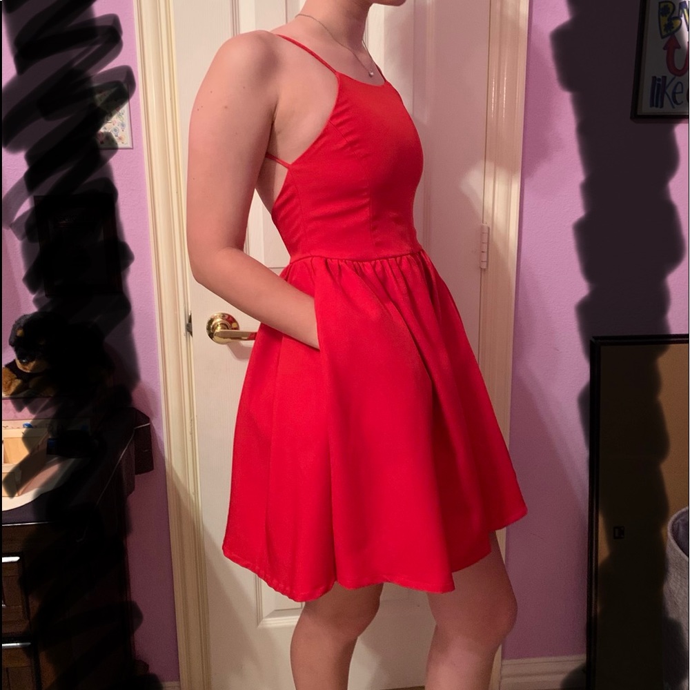 LuLu’s Red Backless Skater Dress Size L